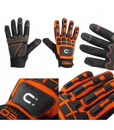 RĘKAWICE ROBOCZE OCHRONNE Z MAGNESEM 10'' NEO POWŁOKA GUMOWA NA PALCACH