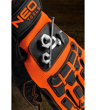 RĘKAWICE ROBOCZE OCHRONNE Z MAGNESEM 10'' NEO POWŁOKA GUMOWA NA PALCACH