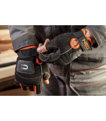 RĘKAWICE ROBOCZE OCHRONNE Z MAGNESEM 10" BEZ PALCÓW NEO PRECYZYJNY CHWYT