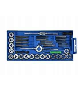 NARZYNKI I GWINTOWNIKI / KALIBROWNIKI 40el. STAL STOPOWA PORĘCZNE PUDEŁKO