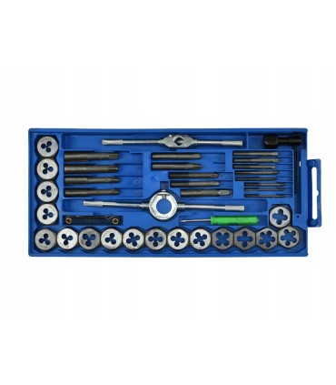 NARZYNKI I GWINTOWNIKI / KALIBROWNIKI 40el. STAL STOPOWA PORĘCZNE PUDEŁKO