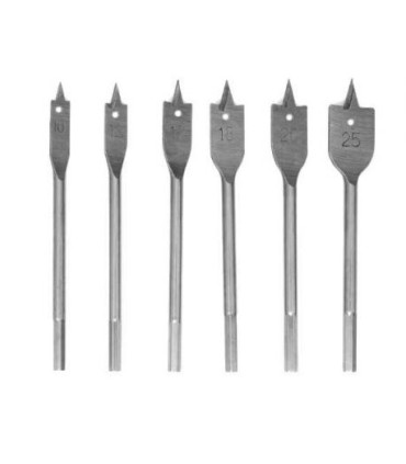 WIERTŁO WIERTŁA DO DREWNA ŁOPATKOWE 10-25MM 6SZTUK ZESTAW STAL WĘGLOWA