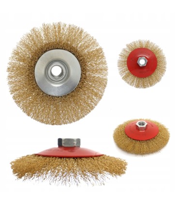 SZCZOTKA OBROTOWA BOCZNA MOSIĘŻNA MOSIĄDZ 115MM DRUCIANA