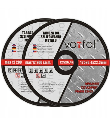 Tarcza Do Szlifowania Metalu Stali 125x6 mm Ziarna Ścierne z Tlenku Glinu