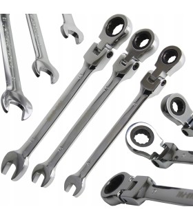 KLUCZE ŁAMANE PŁASKO OCZKOWE GRZECHOTKA 3SZT 8-13MM CRV HARTOWANE