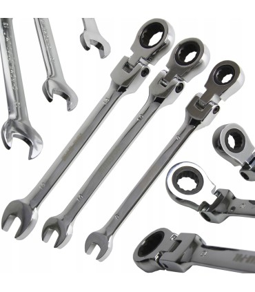 KLUCZE ŁAMANE PŁASKO OCZKOWE GRZECHOTKA 3SZT 8-13MM CRV HARTOWANE