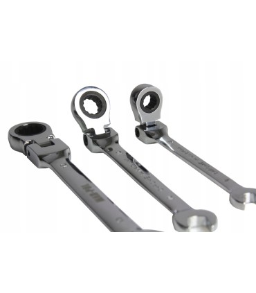 KLUCZE ŁAMANE PŁASKO OCZKOWE GRZECHOTKA 3SZT 8-13MM CRV HARTOWANE