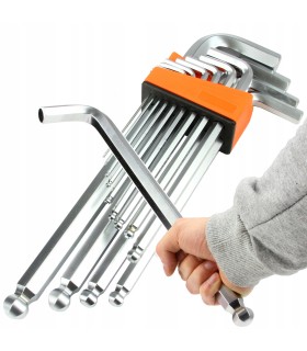 KLUCZE IMBUSOWE IMBUSY DŁUGIE 2-19mm KLUCZ Z KULKĄ 13 SZT KOMPLET