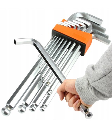 KLUCZE IMBUSOWE IMBUSY DŁUGIE 2-19mm KLUCZ Z KULKĄ 13 SZT KOMPLET