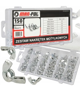 ZESTAW NAKRĘTEK NAKRĘTKI MOTYLKOWE SKRZYDEŁKOWE 150 EL M5-M8 0,8mm - 1mm