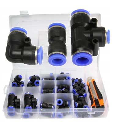 ZESTAW SZYBKOZŁĄCZEK PNEUMATYCZNYCH GWINTOWANYCH 4-12mm 52szt