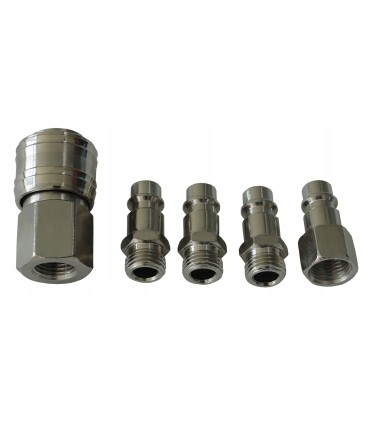 UNIWERSALNY KOMPLET ZŁĄCZEK PNEUMATYCZNYCH CIŚNIENIOWYCH 1/4" 5 SZT. ZESTAW