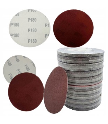 PAPIER ŚCIERNY BEZ DZIUR Z RZEPEM NA DYSK 125/180 10 SZT KOMPLET