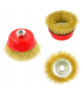 SZCZOTKA DRUCIANA CZOŁOWA KARBOWANY MOSIĄDZOWANY DRUT GWINT M14 75MM