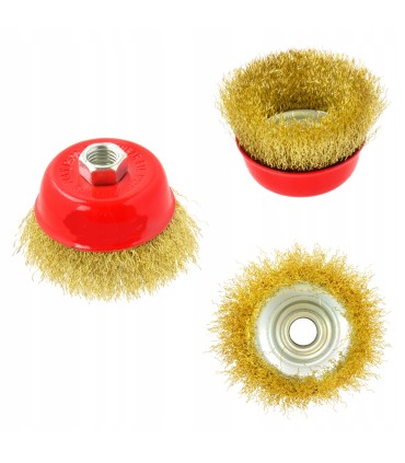 SZCZOTKA DRUCIANA CZOŁOWA KARBOWANY MOSIĄDZOWANY DRUT GWINT M14 75MM