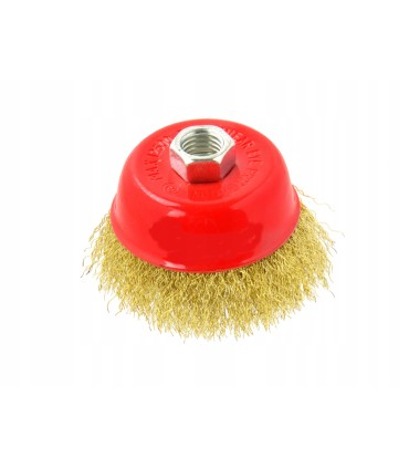 SZCZOTKA DRUCIANA CZOŁOWA KARBOWANY MOSIĄDZOWANY DRUT GWINT M14 75MM