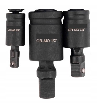 PRZEGUBY UDAROWE KULISTE 1/2 1/4 3/8 KULOWE 3SZT STAL CHROMOWO-MOLIBDENOWA