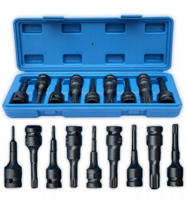 ZESTAW NASADEK UDAROWYCH SPLINE 1/2 M4-M16 9 SZT 75MM WALIZKA CRV