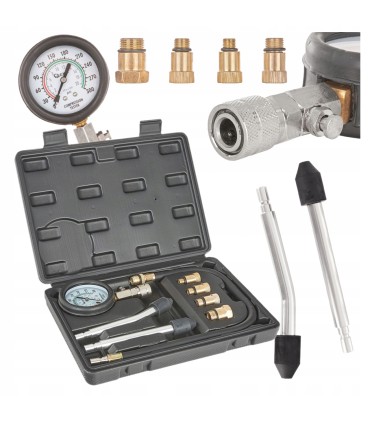 MIERNIK TESTER DO MIERZENIA CIŚNIENIA BENZYNY SPRĘŻANIA ZESTAW 8 ELEMENTÓW
