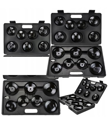 KLUCZE DO FILTRÓW OLEJU ZESTAW WALIZKA 15SZT NASADOWE KOMPLET 3/8" I 1/2"