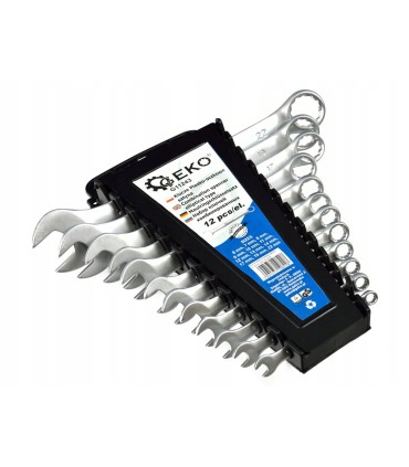 KLUCZE PŁASKO-OCZKOWE ZESTAW SATYNOWE 12EL 6-22MM STAL STOPOWA CRV PŁASKIE