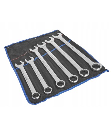 KLUCZE PŁASKO-OCZKOWE ZESTAW SATYNA 34-50MM PŁACHTA 6EL CRV PŁASKIE