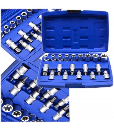NASADKI I BITY TORX ZESTAW 1/2" 19SZT KOMPLET CRV E10-E24 T20-T70 PROF