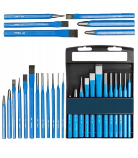 ZESTAW PUNKTAKÓW, PRZECINAKÓW I WYBIJAKÓW 12 ELEMENTÓW STAL CrV HARTOWANE