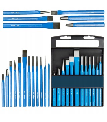 ZESTAW PUNKTAKÓW, PRZECINAKÓW I WYBIJAKÓW 12 ELEMENTÓW STAL CrV HARTOWANE