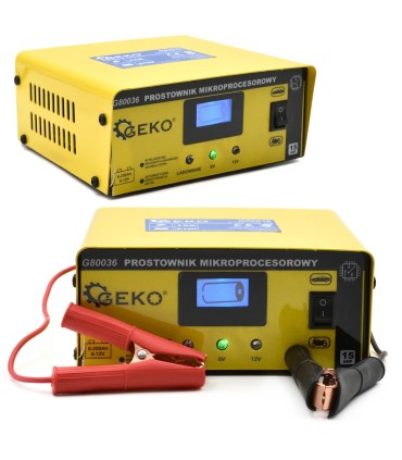 PROSTOWNIK MIKROPROCESOROWY WYŚWIETLACZ LCD 6/12V 15A 3 DIODY SYGNALIZUJĄCE