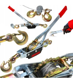 WYCIĄGARKA LINOWA DŹWIGNIOWA POZIOMA 4000KG STALOWA LINA 4T WYTRZYMAŁE HAKI