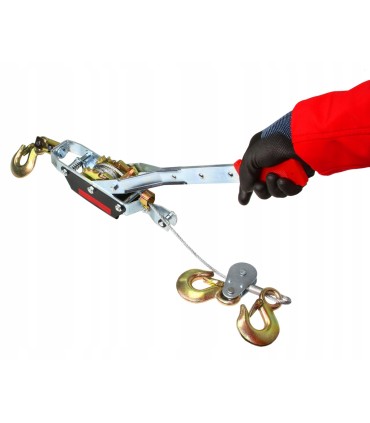 WYCIĄGARKA LINOWA DŹWIGNIOWA POZIOMA 4000KG STALOWA LINA 4T WYTRZYMAŁE HAKI