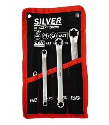 KLUCZE OCZKOWE TORX 4ELE E6-E24 PŁACHTA