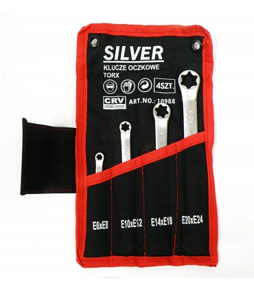 KLUCZE OCZKOWE TORX 4ELE E6-E24 PŁACHTA