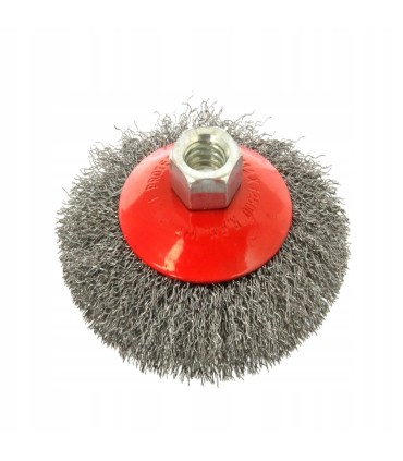 Szczotka druciana obrot.boczna 100mm M14 drut karbowany stalowy 