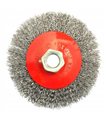 Szczotka druciana obrot.boczna 100mm M14 drut karbowany stalowy 