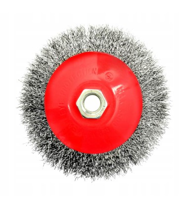 Szczotka druciana obrot.boczna 125mm M14 drut karbowany stalowy