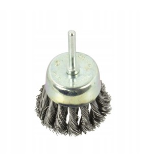 Szczotka druciana czołowa,pleciona 65mm z trzpieniem