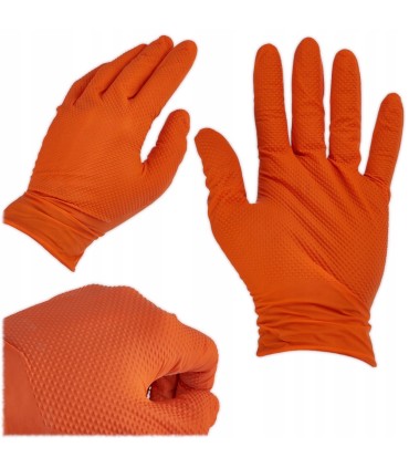 Rękawice nitrylowe SOLID GRIP 50szt. r. XL pomarańczowe