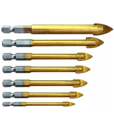 Kpl. wierteł do szkła i ceramiki 7el. HEX