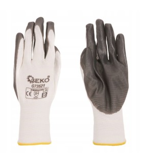 Rękawice ochronne GEKO r.8/biało-szare/ 