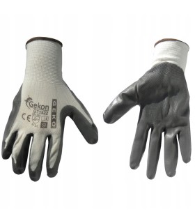 Rękawice ochronne GEKO r.9/biało-szare/