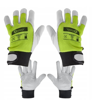 Rękawice robocze monterskie skórzane żółte Kozia skóra - rzep r.9