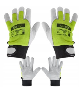 Rękawice robocze monterskie skórzane żółte Kozia skóra - rzep r.10