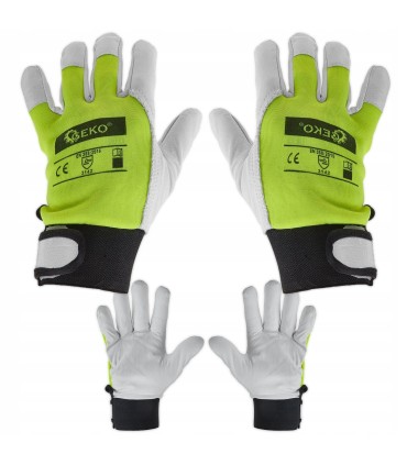 Rękawice robocze monterskie skórzane żółte Kozia skóra - rzep r.10