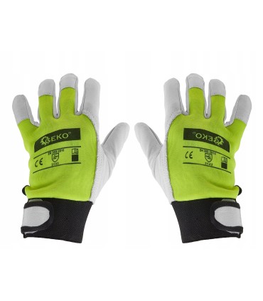 Rękawice robocze monterskie skórzane żółte Kozia skóra - rzep r.10