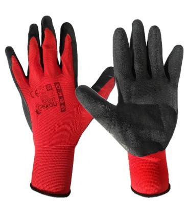Rękawice ochronne GEKO r.8 /RED Nitryl/