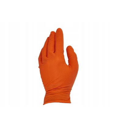 Rękawice nitrylowe SOLID GRIP 50szt. r. M pomarańczowe