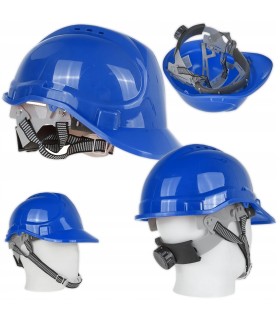 Kask ochronny budowlany BHP regulowany – niebieski