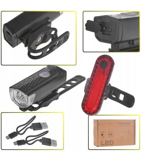 Wodoodporna lampka rowerowa USB IP54 – zestaw przód + tył